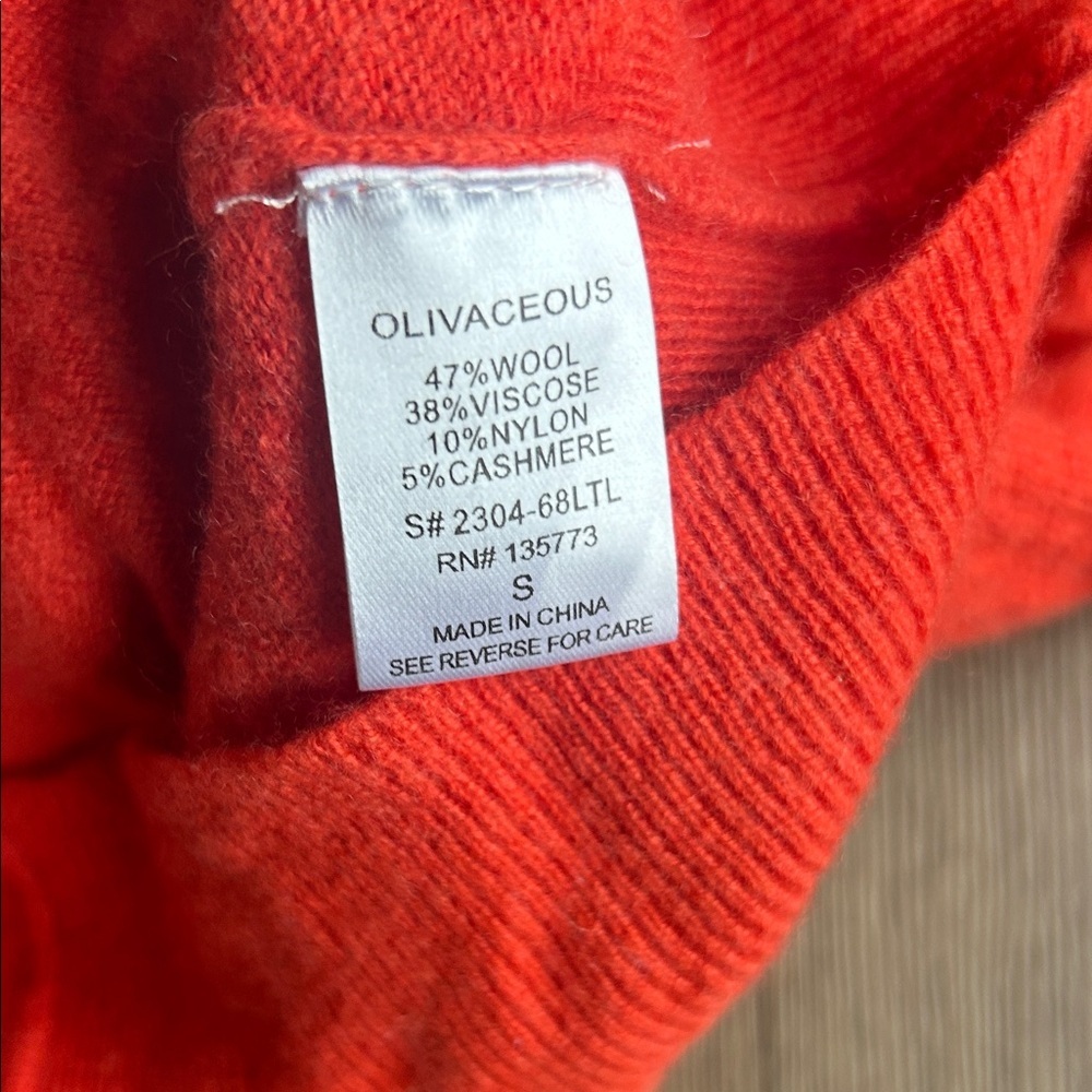 Current Wool Cashmere Bright Orange V-Neck Cropped Sweater ! Large - Picture 5 of 6